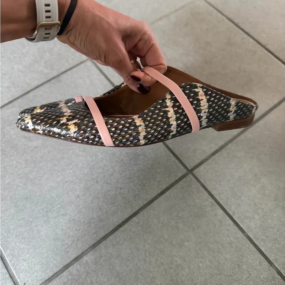 Malone Souliers Pink and Brown snake print Pointed-Toe Mules 39 - Picture 6 of 6